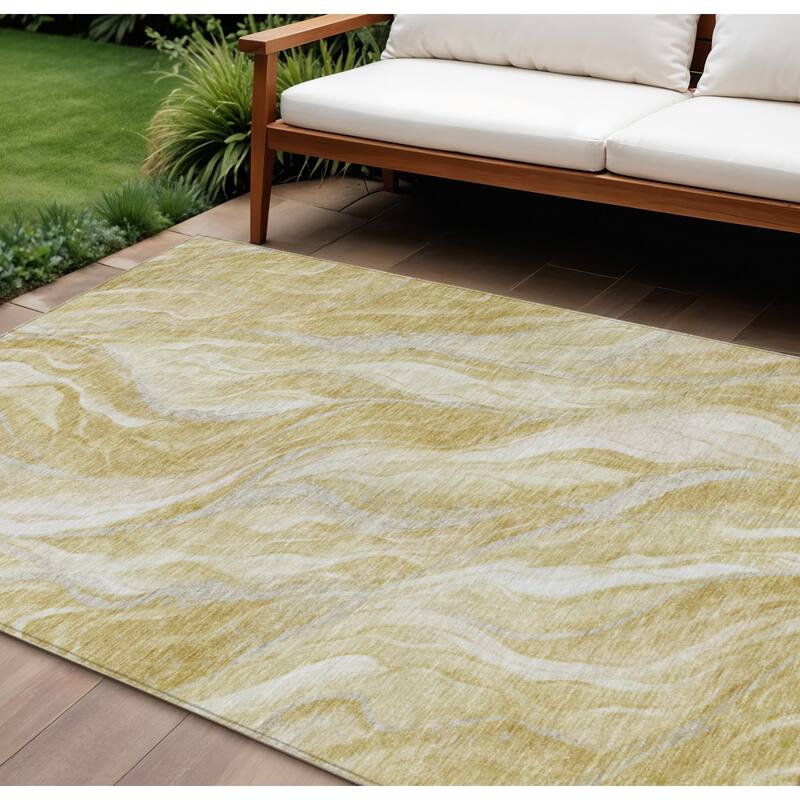 HomeRoots Abstract Transitional Rectangle Outdoor Rug - 9' X 12'