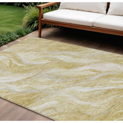 HomeRoots Abstract Transitional Rectangle Outdoor Rug