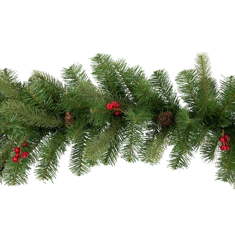 Noble Fir Commercial Christmas Garland Berries Unlit 25' x 12"