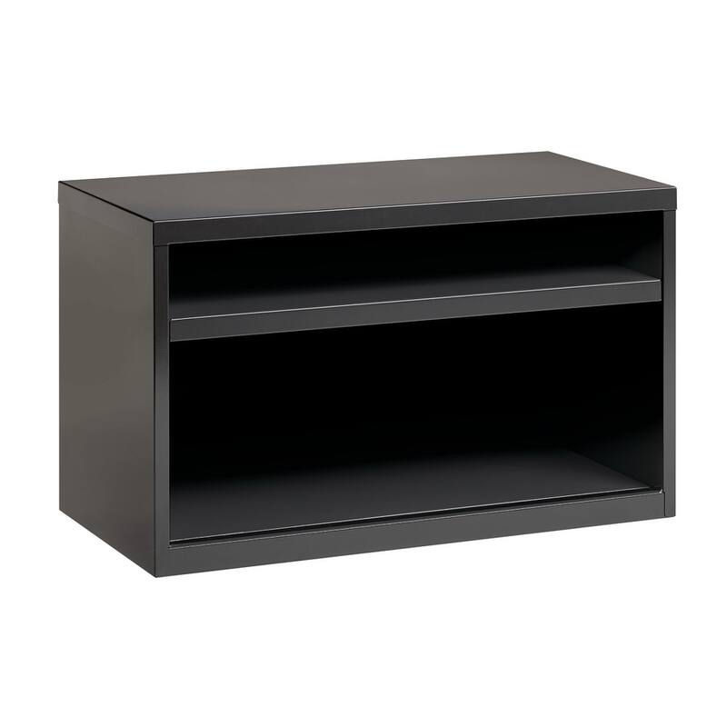 Hirsh 36" Wide Office Credenza, Open Cabinet with Shelf, Black - Grey