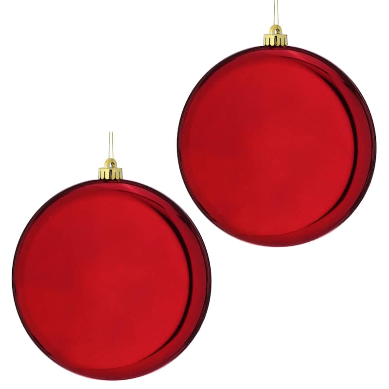 200mm Shatterproof Plastic Pearl Round Disk Ornament Set of 2