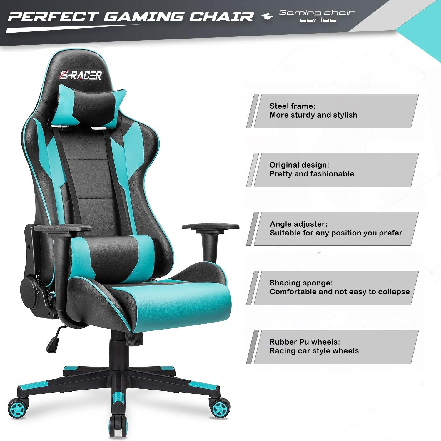 Furniwell Gaming Chair Computer Office Chair Ergonomic Desk Chair