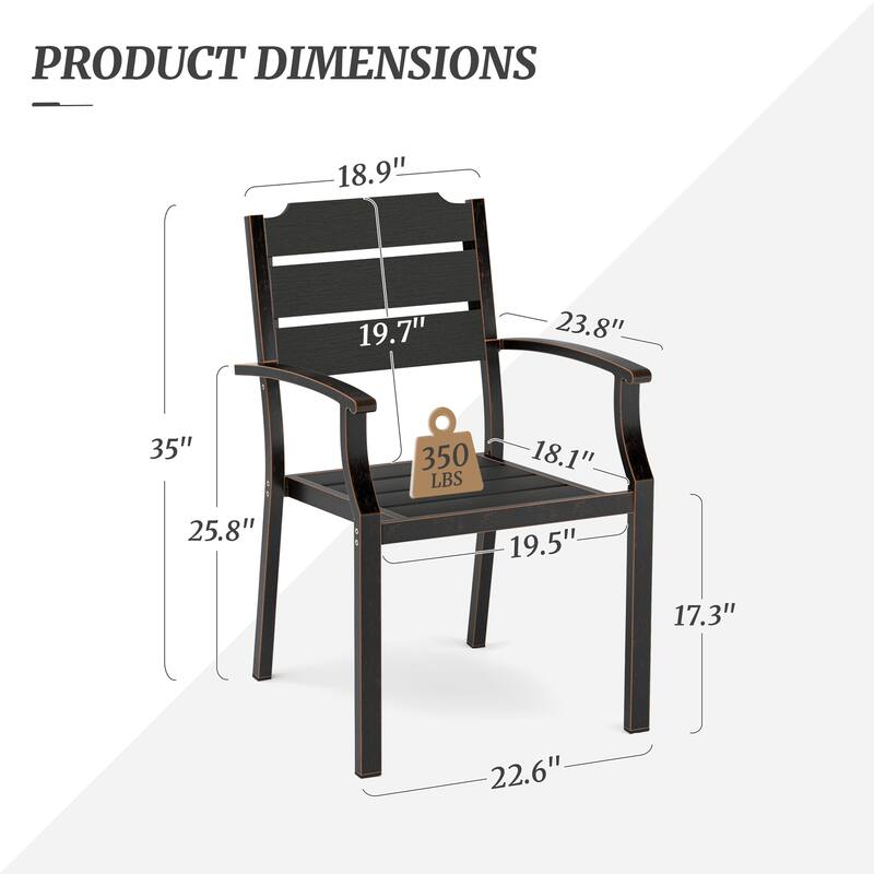 Black Brushed Brass Black Fine Straight Grain Outdoor Chair - 23.8" W x 22.6" L x 35" H