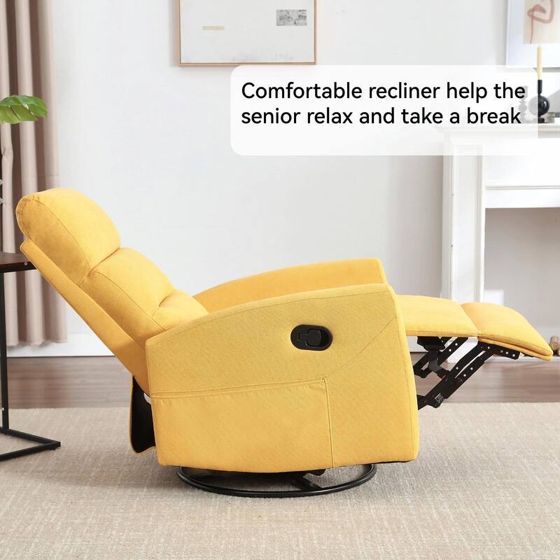 Manual Recliner Chair with Rocker and Swivel in Fabric for Living Room