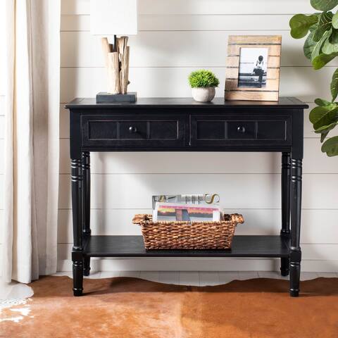 SAFAVIEH Samantha Black 2-drawer Console Table - 35.8" x 13.8" x 29.5"