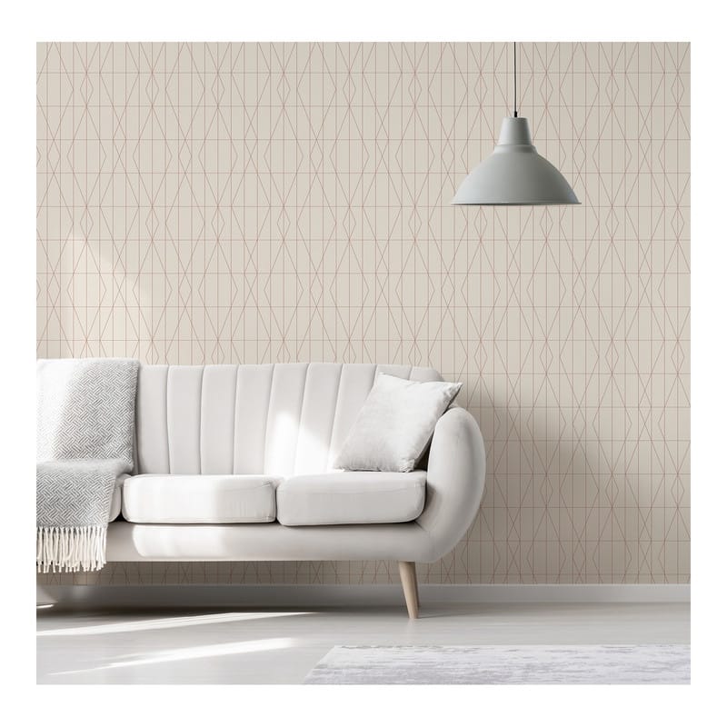 Brewster LeVeque Cream Deco Diamond Geo Wallpaper - 20.5 x 396 x 0.025
