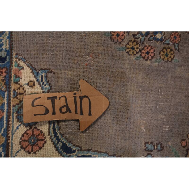 Grey Tabriz Persian Vintage Area Rug Hand-Knotted Bedroom Wool Carpet - 7'10" x 11'0"