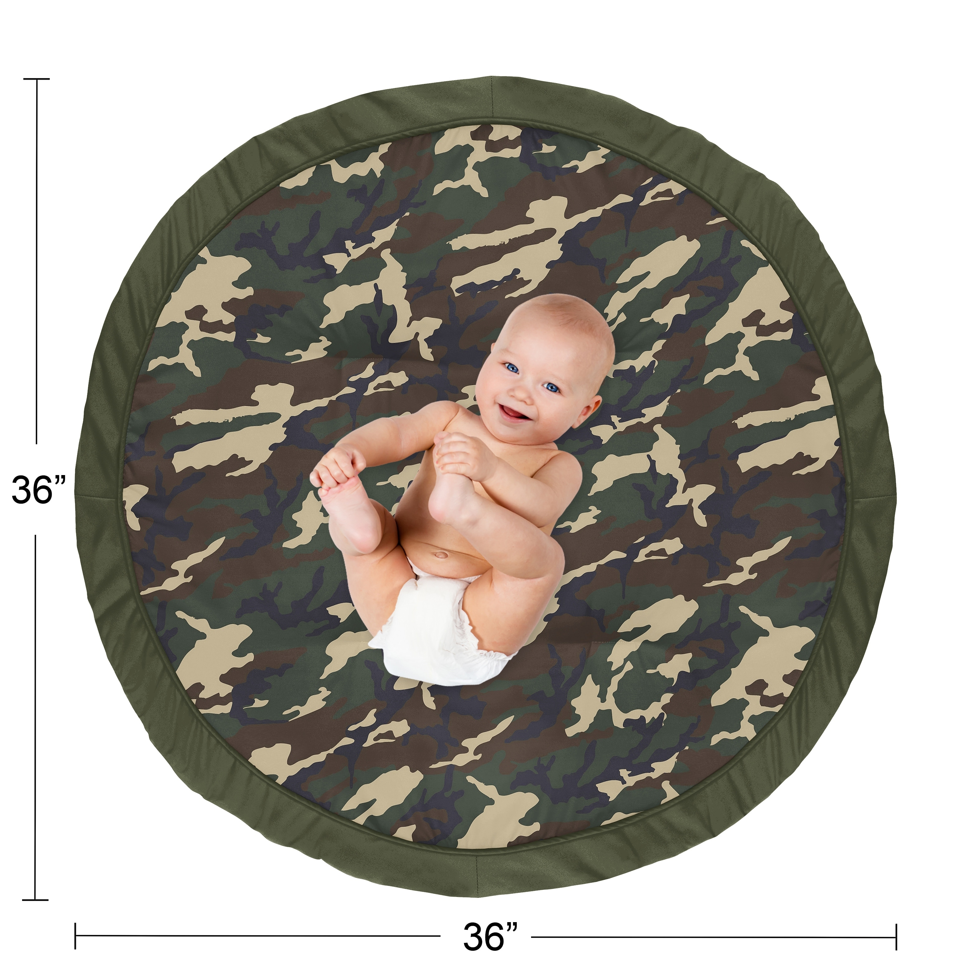 Woodland Camo Collection Boy Baby Tummy Time Playmat Beige Green
