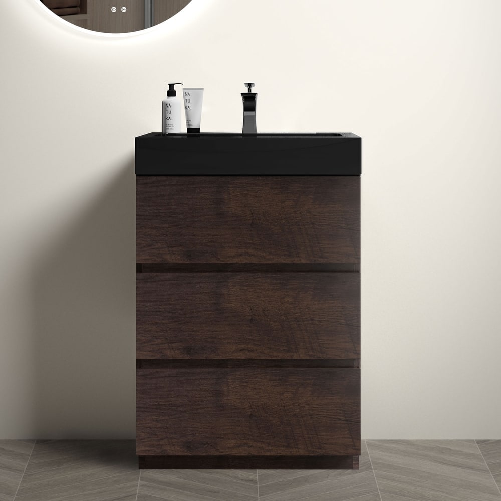 Modern Freestanding Bathroom Vanity with Sink Basin without Drain and Faucet