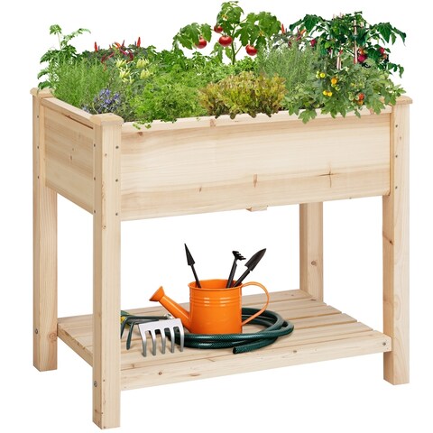 Yaheetech 2 Tiers Wooden Raised Garden Bed Elevated Planter Box - 34 x 18 x 30 inch (LxWxH)