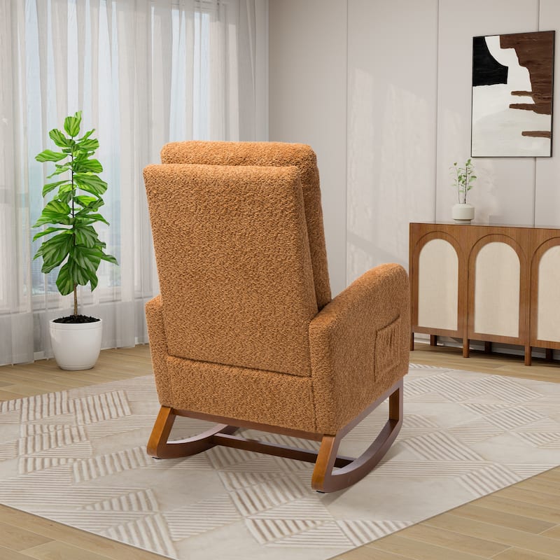 25.4"W Rocking Chair for Nursery,High Back Glider Chair with Retractable Footrest,Rocking Accent Armchair with Rubber Wood Legs