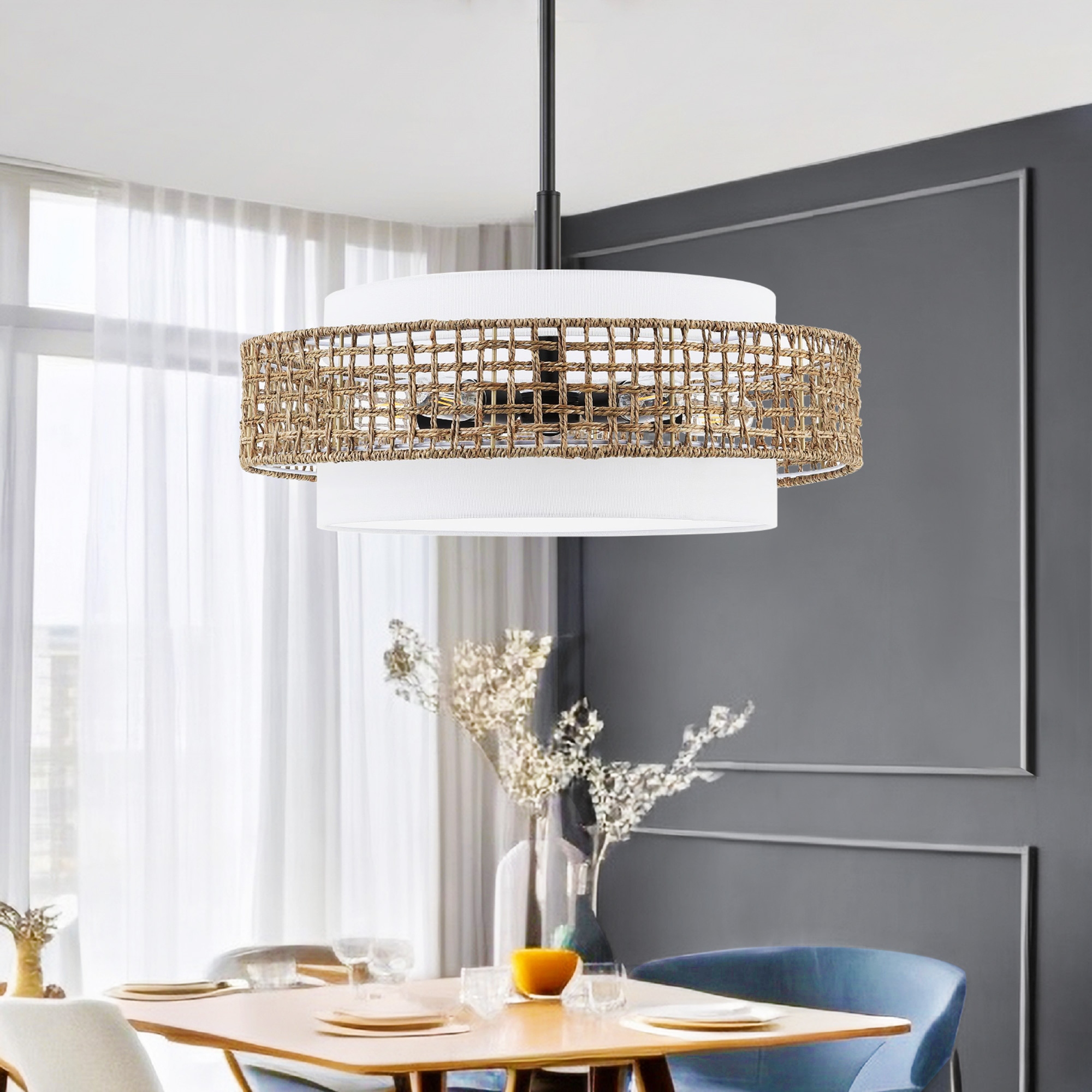 Rattan chandelier on sale