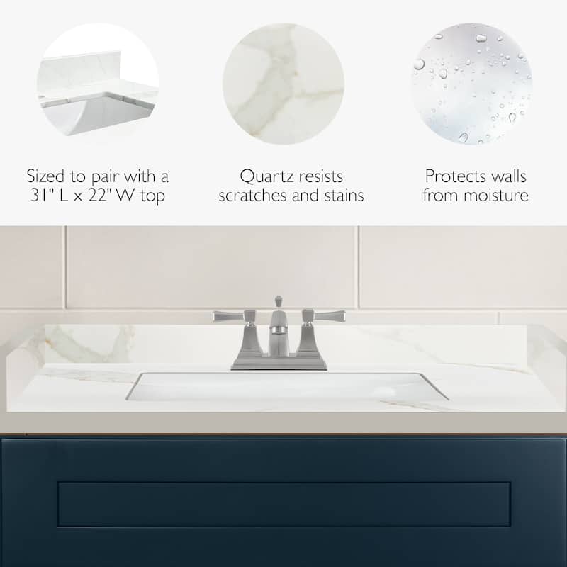 Design House Calesco Calacatta Quartz Bathroom Vanity Top and Side Splash Kit - N/A