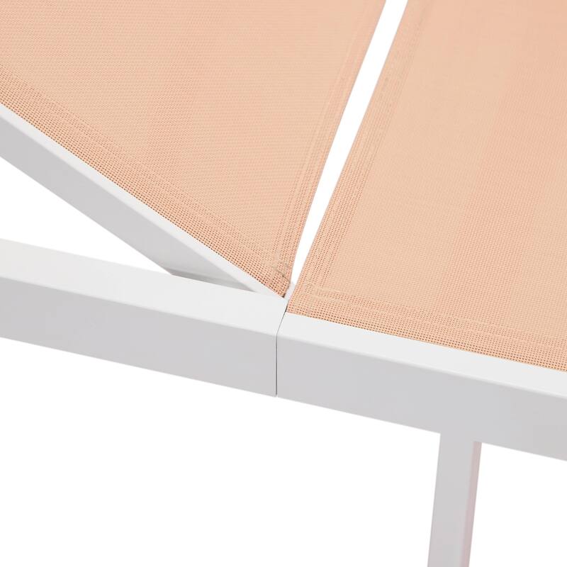 Aluminum Beach Pool Sun Lounge Chair Sling Mesh Fabric Reclining Stackable Lounger Chair