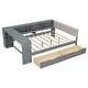 preview thumbnail 7 of 16, Full Size Wood Platform Bed with Storage Shelves, Drawers, Charging Station and Upholstered Headboard, Gray