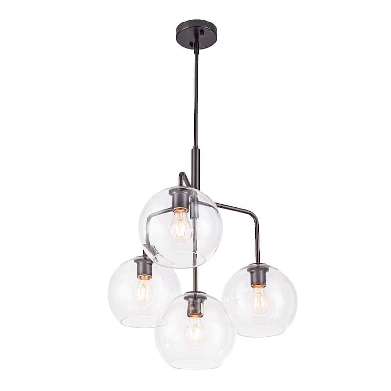 Contemporary Glass Globe 4-Light Sputnik Pendant Chandelier
