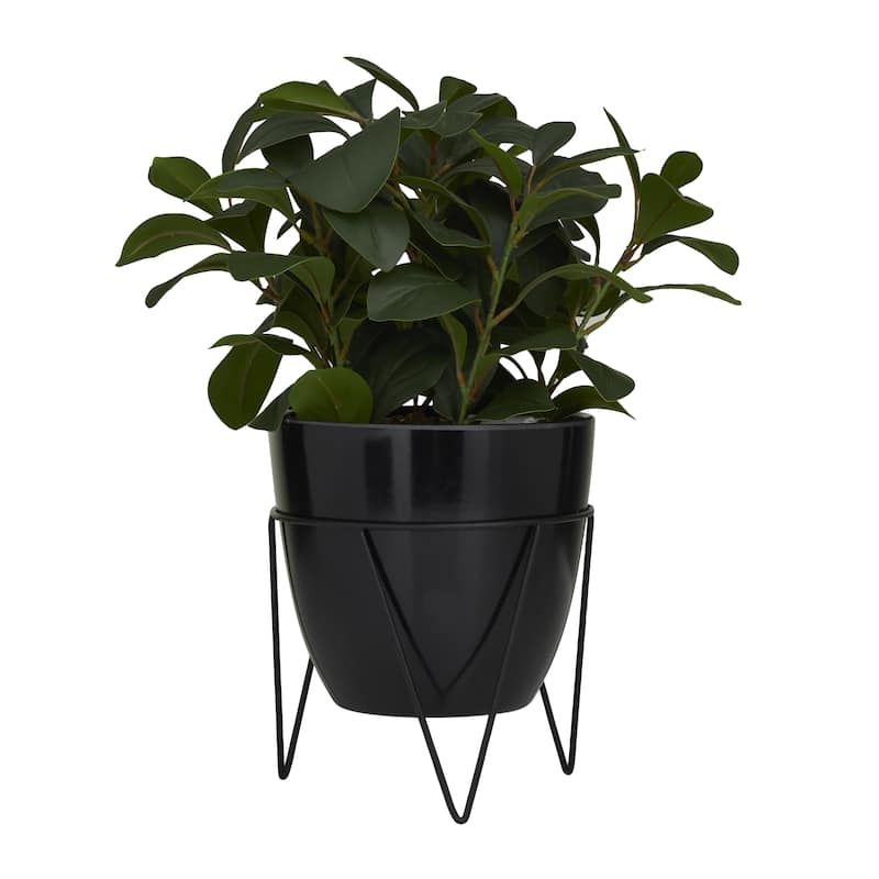 Green Faux Foliage Eucalyptus Artificial Plant with Realistic Leaves and Metal Stand and Black or White Pot