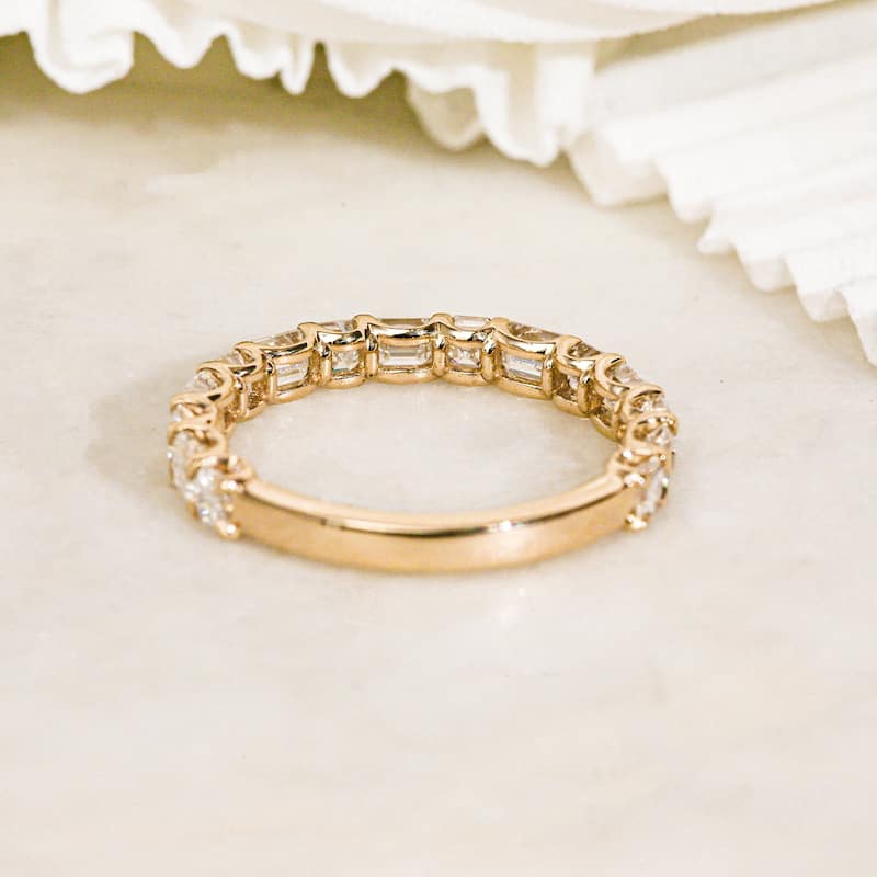 Kobelli 1.80 Carats Lab Grown Diamond Solid 14k Gold Asscher & Emerald Streamline Near Eternity Coco Ring