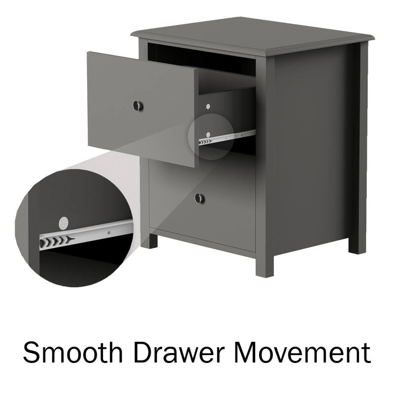 Lavish Home Set of 2 End Tables with Drawers, Gray