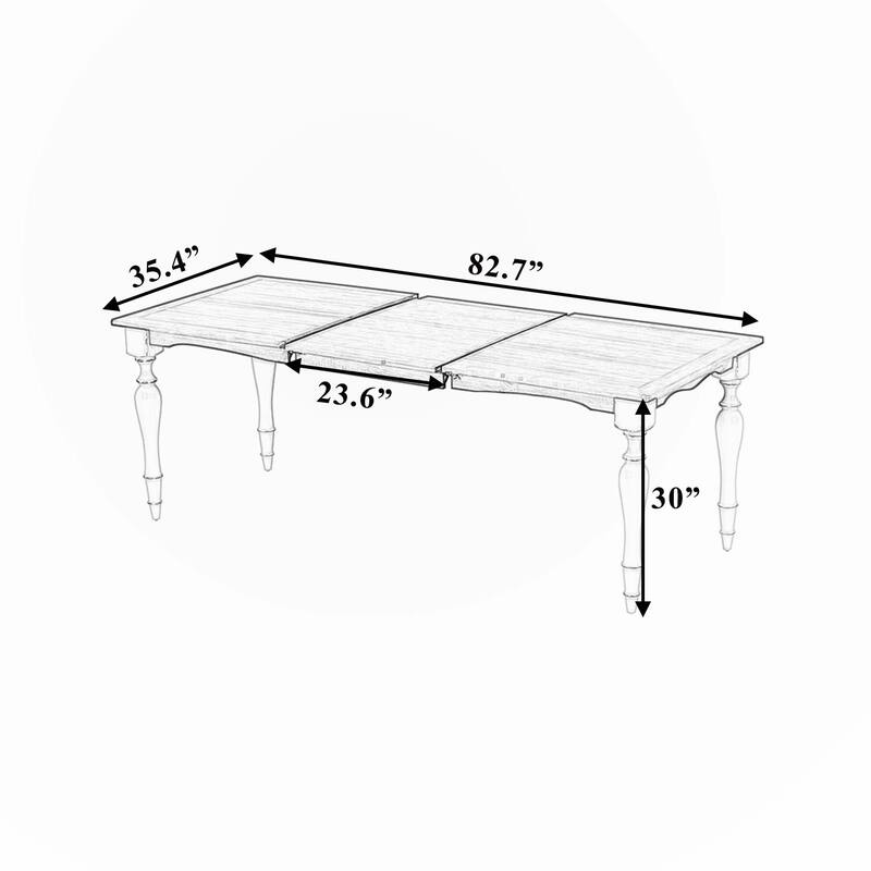 82.7inch Extendable Dining Table with 23.6inch Removable Leaf