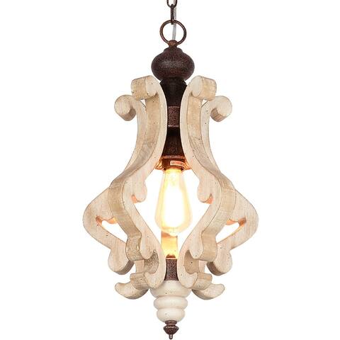 Farmhouse wood chandelier industrial swag pendant lighting fixture