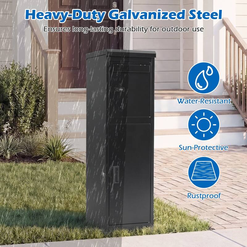 Gymax 44'' Package Delivery Box for Outside w/Lockable Doors Coded