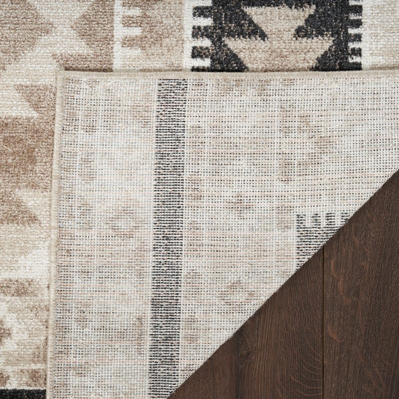 Nourison Washable Beauty Machine Washable Indoor only Beige Geometric Area Rug