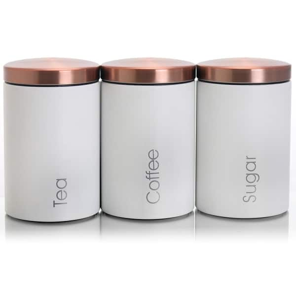 3 Pieces Sugar Coffee Tea Canister Airtight Lid Can Tin Keep Goods