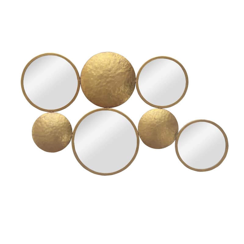 Antique Gold Metal Multi Circle Mirror,36.2" W x 21.625" H