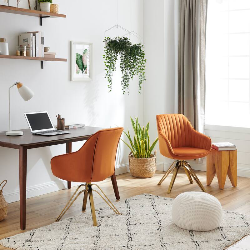 Art Leon Classical Swivel Office Accent Arm Chair with Golden Legs