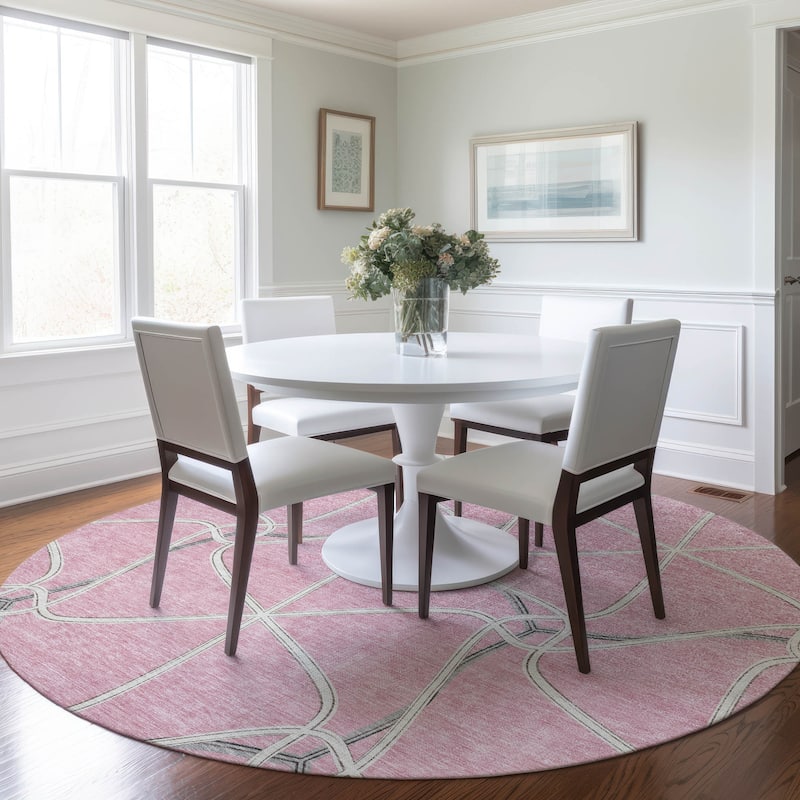 Machine Washable Indoor/ Outdoor Contemporary Links Chantille Rug
