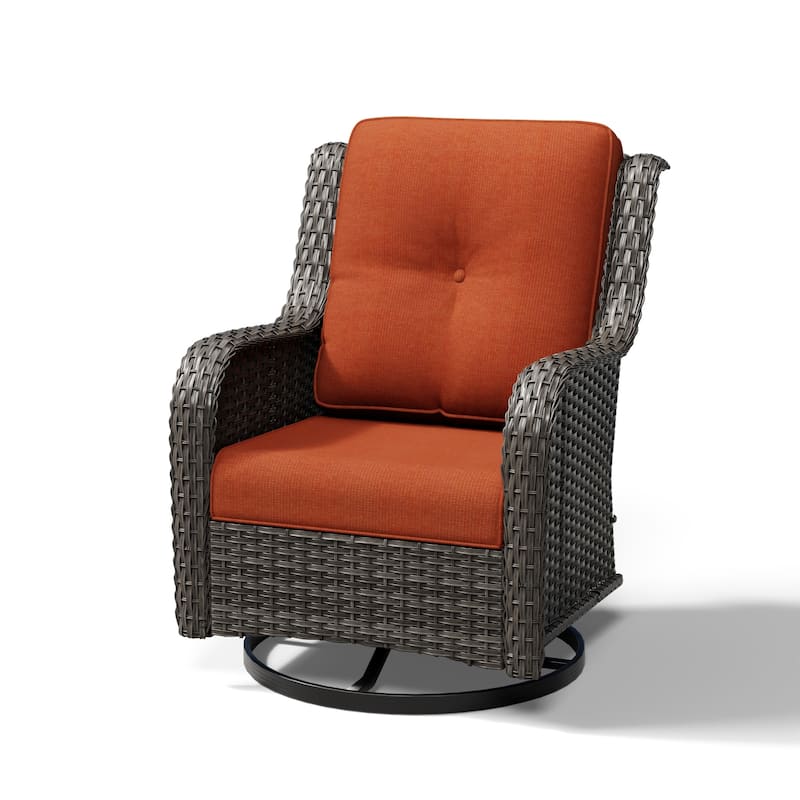 Cozywor Brown Wicker Patio Swivel Rocking Chair