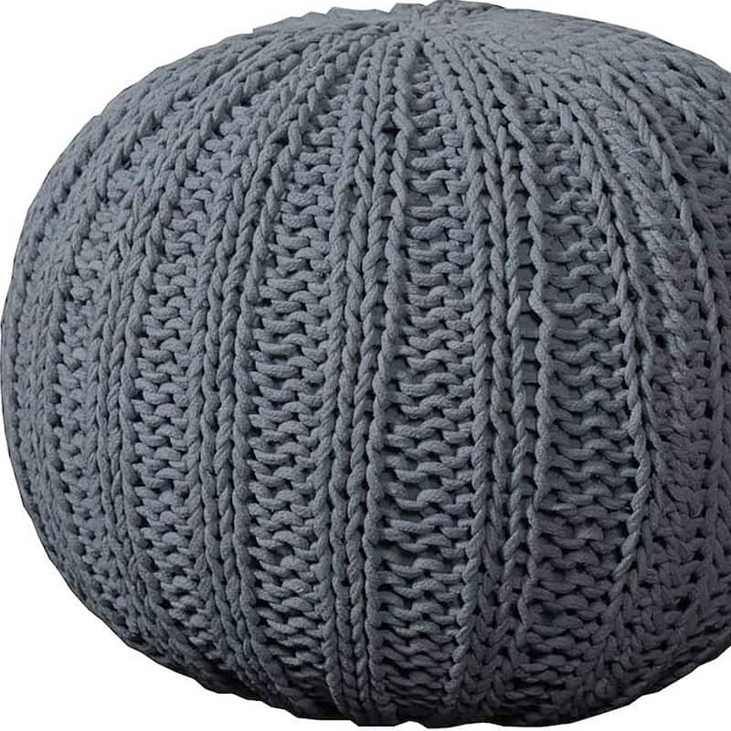 HomeRoots 20" Gray 100% Cotton Ottoman