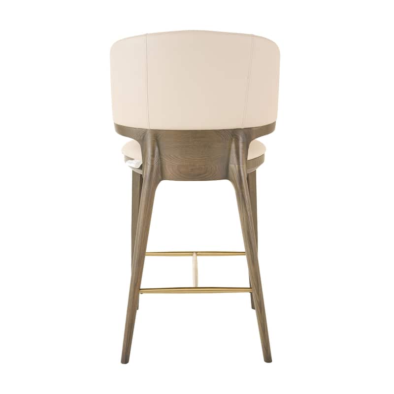 Modrest Calvary Mid-Century Modern Beige Vegan Leather & Grey Ash Counter Chair