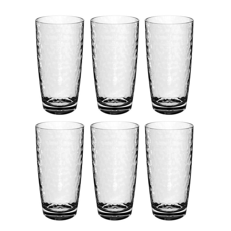 Abode Homewares Hammered Jumbo, Clear, 23.8 oz. Set of 6