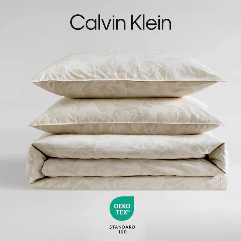 Calvin Klein Yellow Leaves Cotton Reversible Yellow Comforter Set