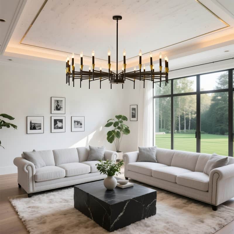 Black Farmhouse Chandelier Modern Candle Chandelier for Dining Room