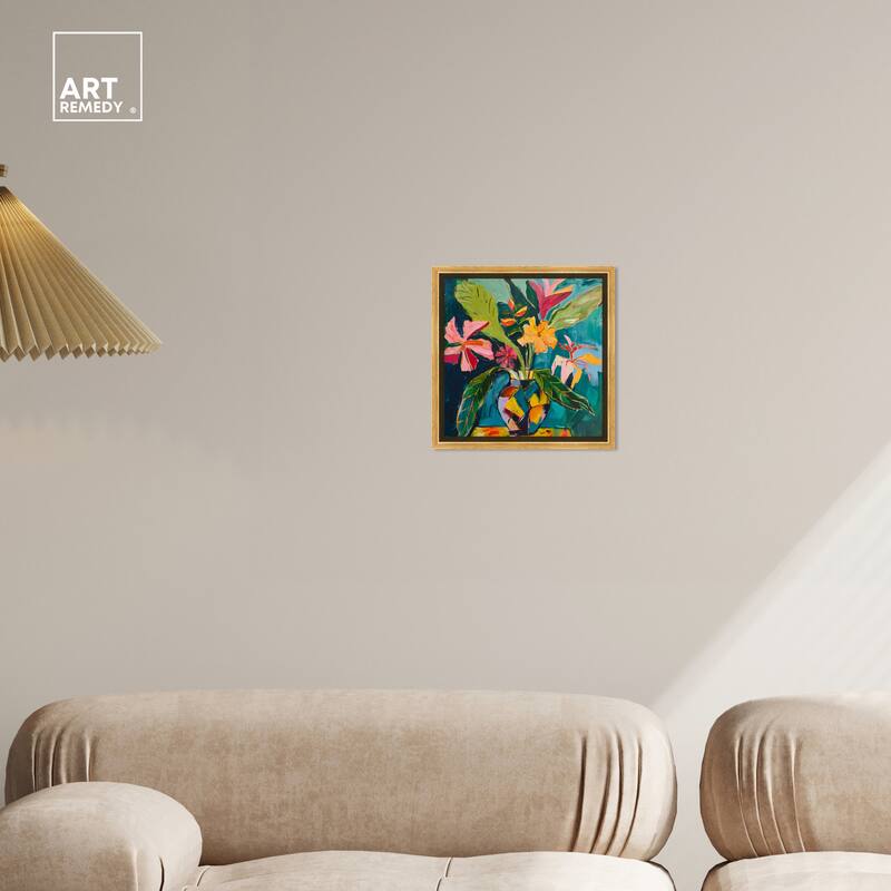 Art Remedy Vase Of Bright Tropical Flowers Ii Framed Flowers In Vase Paintings