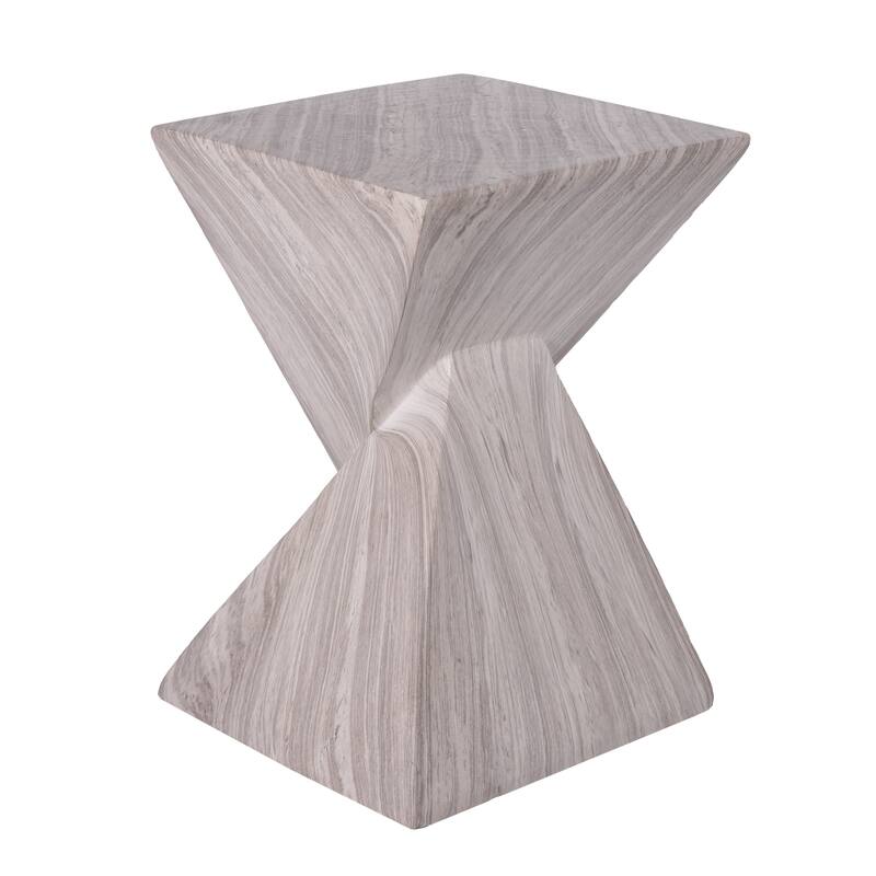 Christopher Knight Home - Modern Indoor/Outdoor 18.5"H Geometric Faux Marble MgO Accent Side Table with Sculptural Fluted Design