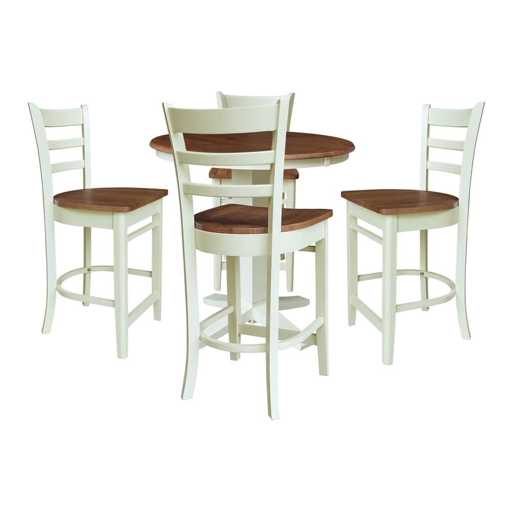 36 in Round Counter Height Extension Dining Table with 12 in Leaf and Stools