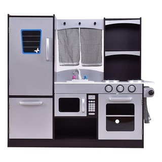 large grey wooden toy kitchen