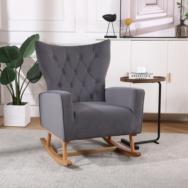 Velvet rocking shop chair