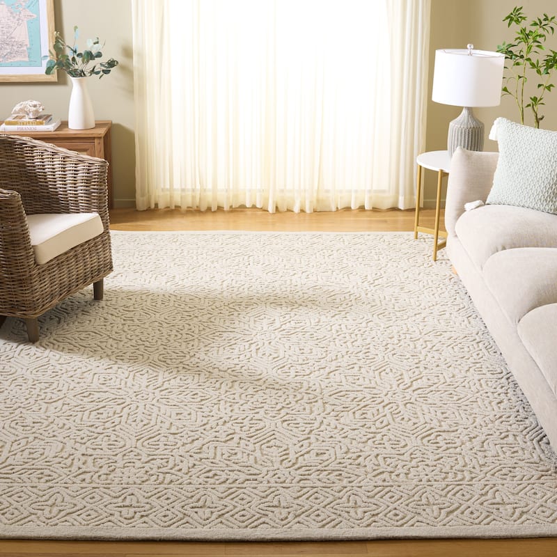 SAFAVIEH Handmade Textural Stefania Wool Rug - 9' x 12' - Ivory