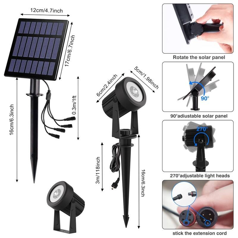 Solar Garden Spot Lights, LED Solar Landscape Light Outdoor