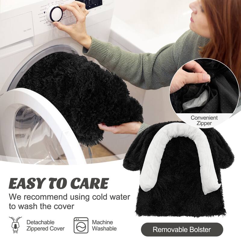 Costway Plush Calming Dog Couch Bed with Anti-Slip Bottom Plush Mat