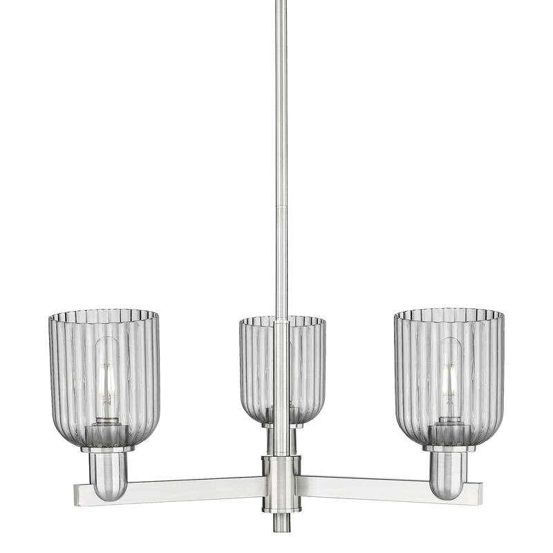 Innovations Lighting 716-3CR-9-18 Bridal Veil Chandelier Bridal Veil 3 - Satin Nickel / Light Smoke