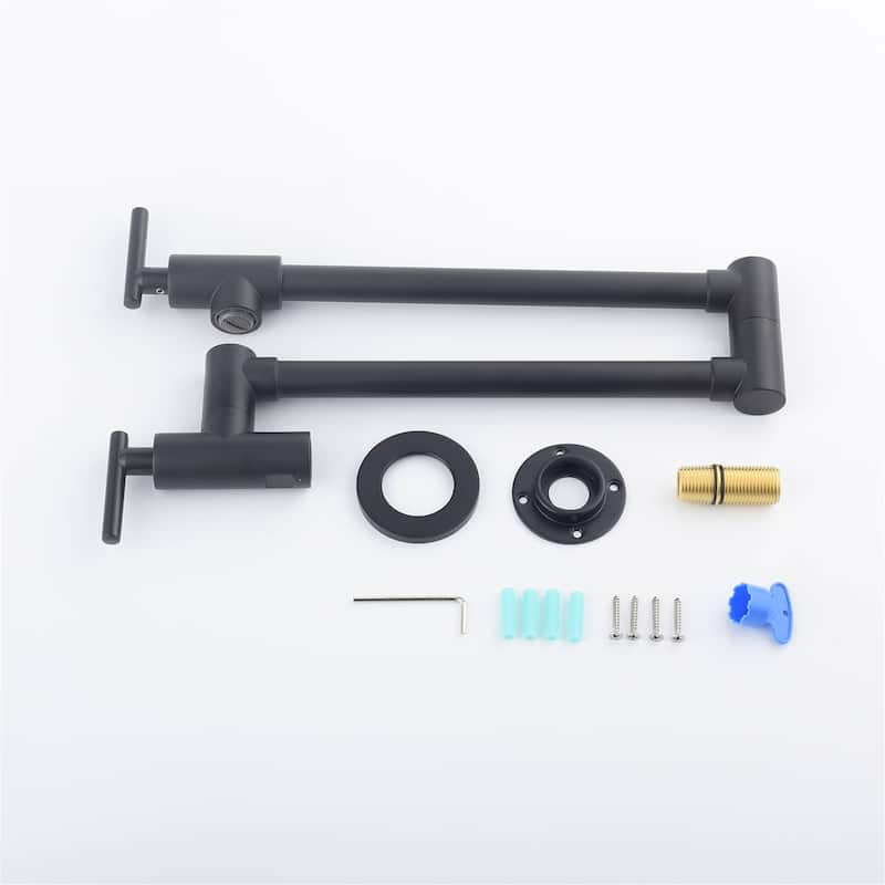 Pot Filler Faucet Wall Mount Folding Kitchen Sink Faucet Double Joint Swing Arm Articulating Commercial Double Handle Taps