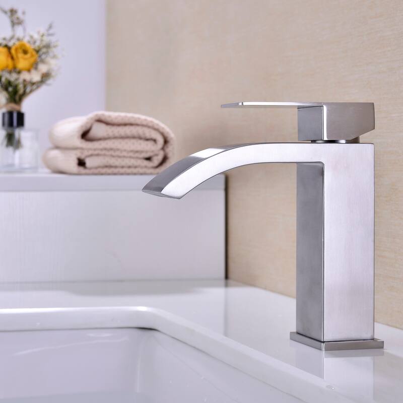 Single Handle Waterfall Bathroom Sink Faucet with Waterfall Spout, Rust and Corrosion Resistant, Easy Clean