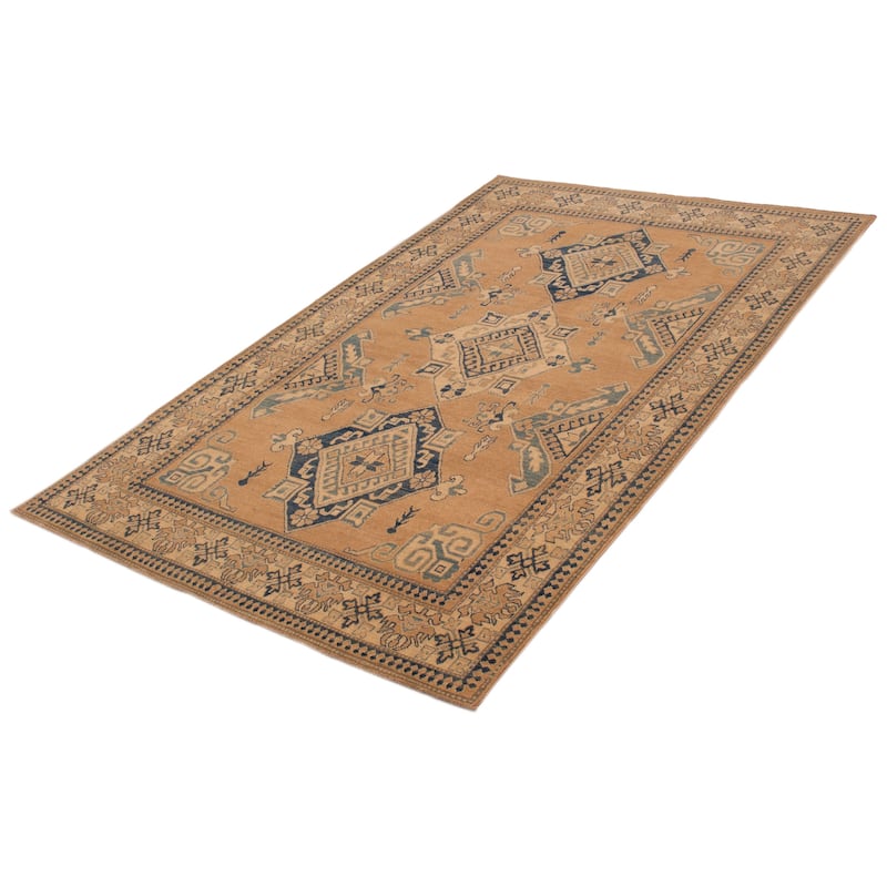 ECARPETGALLERY Hand-knotted Finest Ghazni Tan Wool Rug - 6'7 x 10'5