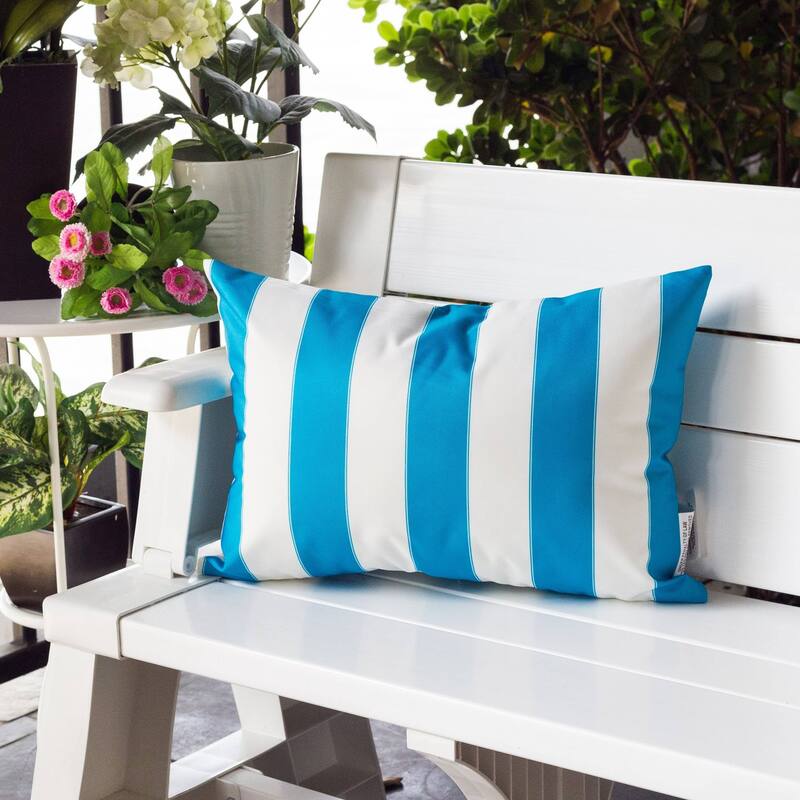 Striped Throw Pillow Indoor Outdoor Use Weather Resistant 14x20 Inches